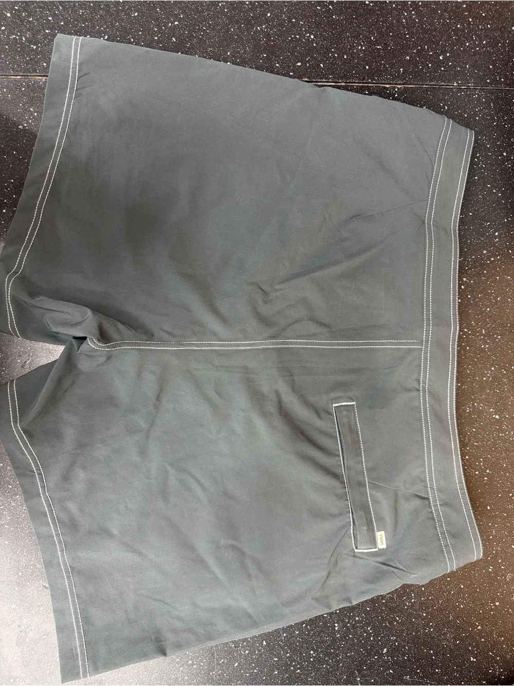 Vuori Charcoal Swim Shorts with Cream Trim